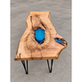 Handcrafted, Live Edge Blue Resin Coffee/Side Table
