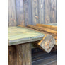 49"L Sliced Log, Light Green Reclaimed Wood Side table