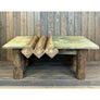 49"L Sliced Log, Light Green Reclaimed Wood Side table
