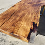 95"L x 30-35-36"W Live Edge Camphor Wood Slab table