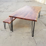 Live Edge Acacia wood table and bench set - Specialty legs
