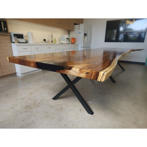 155"L Live Edge Acacia Wood Slab Conference Table