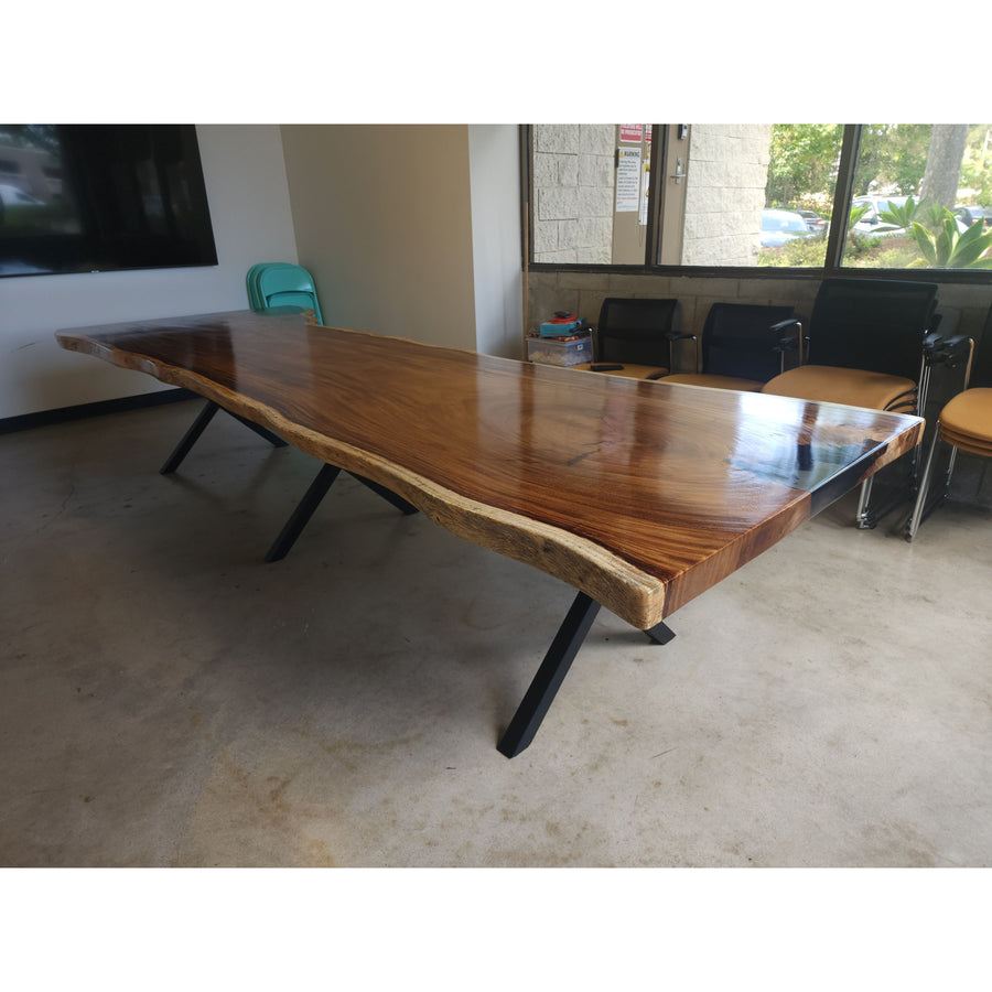 155"L Live Edge Acacia Wood Slab Conference Table