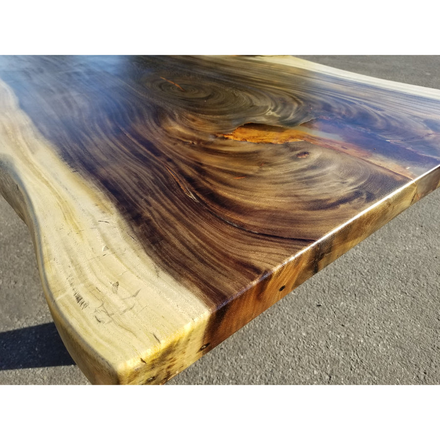 96"L Custom Stained, Solid Slab Acacia Wood Table