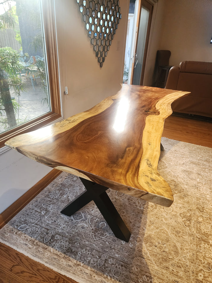 95"L Live Edge Acacia Slab Dining Table