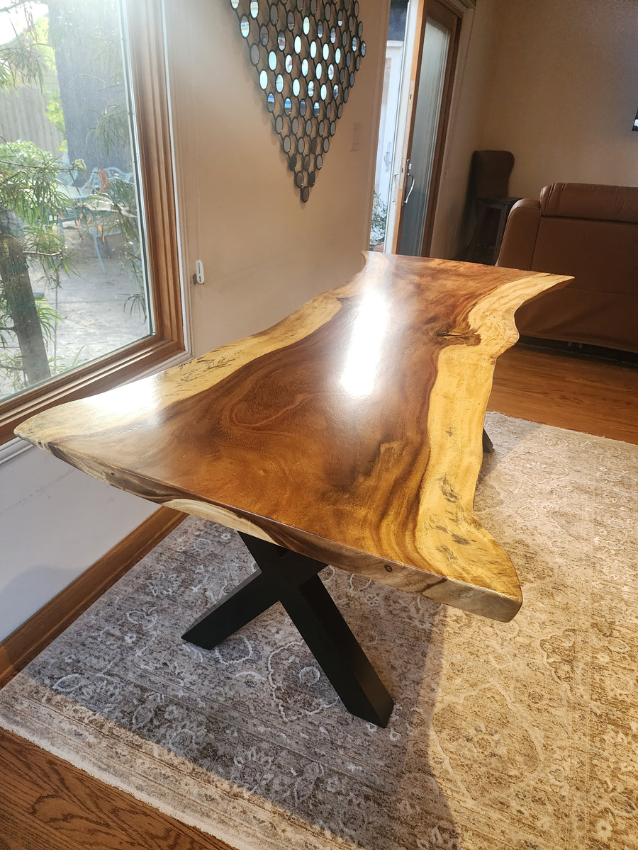 95"L Live Edge Acacia Slab Dining Table