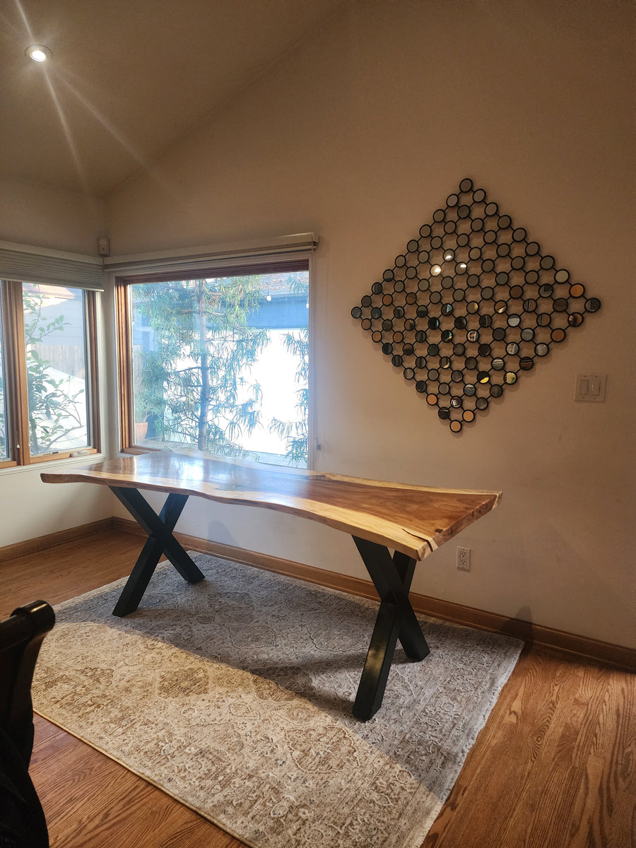 95"L Live Edge Acacia Slab Dining Table