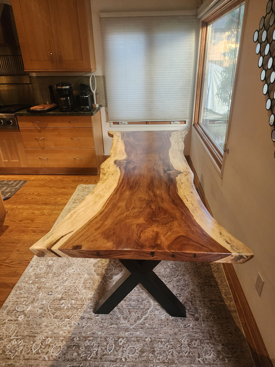 95"L Live Edge Acacia Slab Dining Table