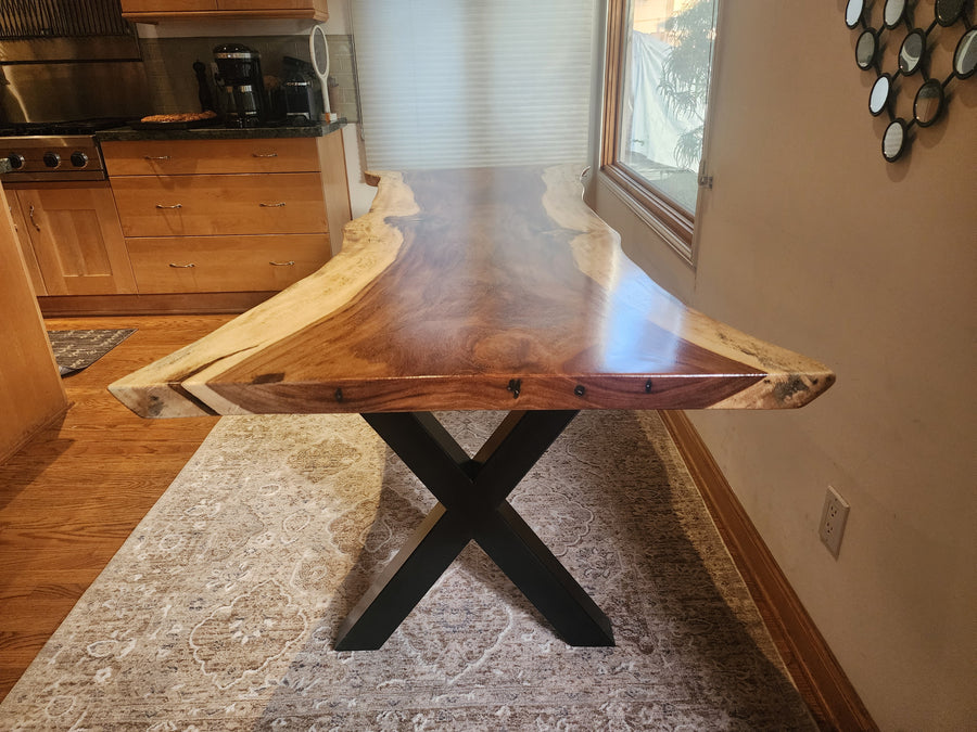 95"L Live Edge Acacia Slab Dining Table