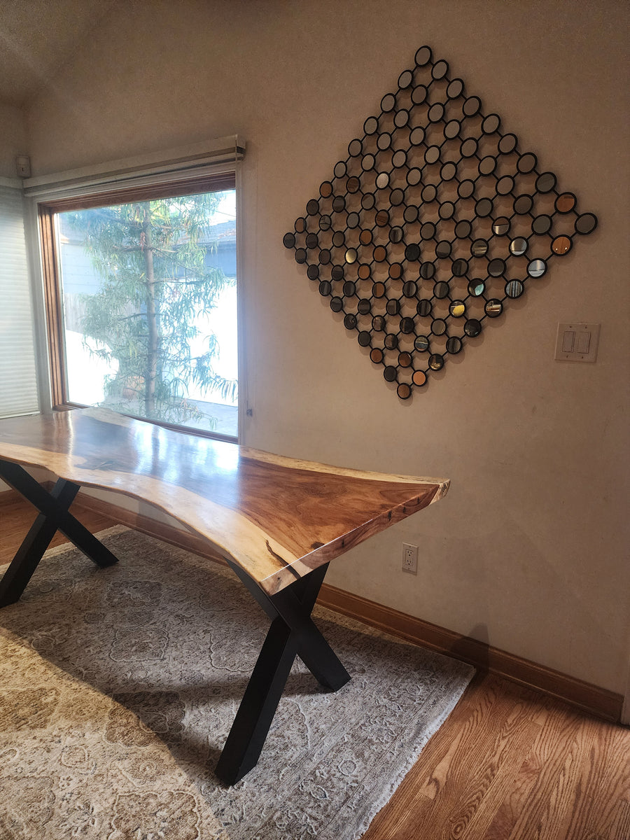 95"L Live Edge Acacia Slab Dining Table