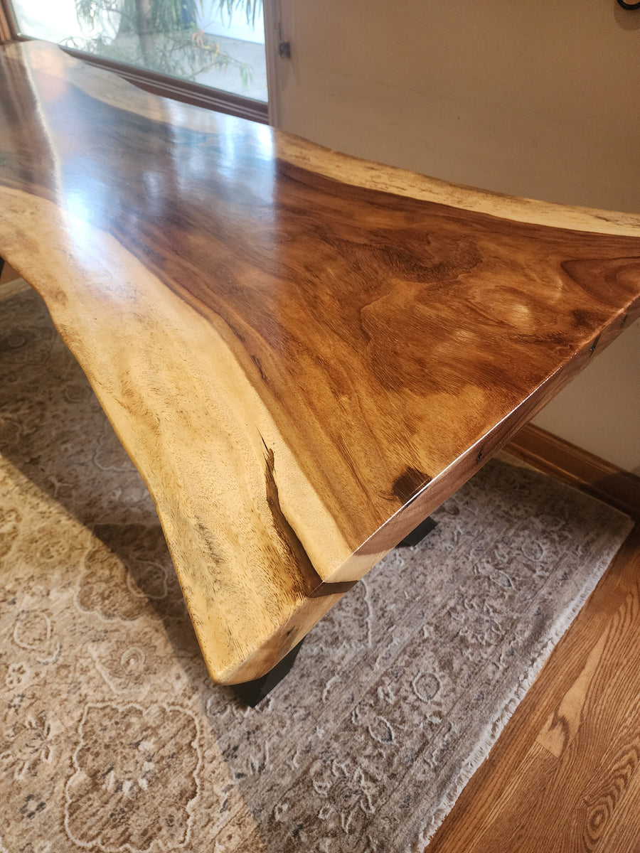 95"L Live Edge Acacia Slab Dining Table