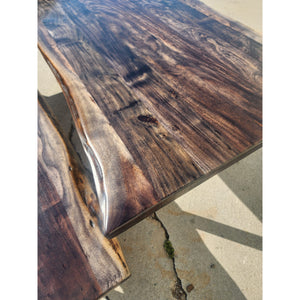 Live edge Acacia wood Table and Bench Set