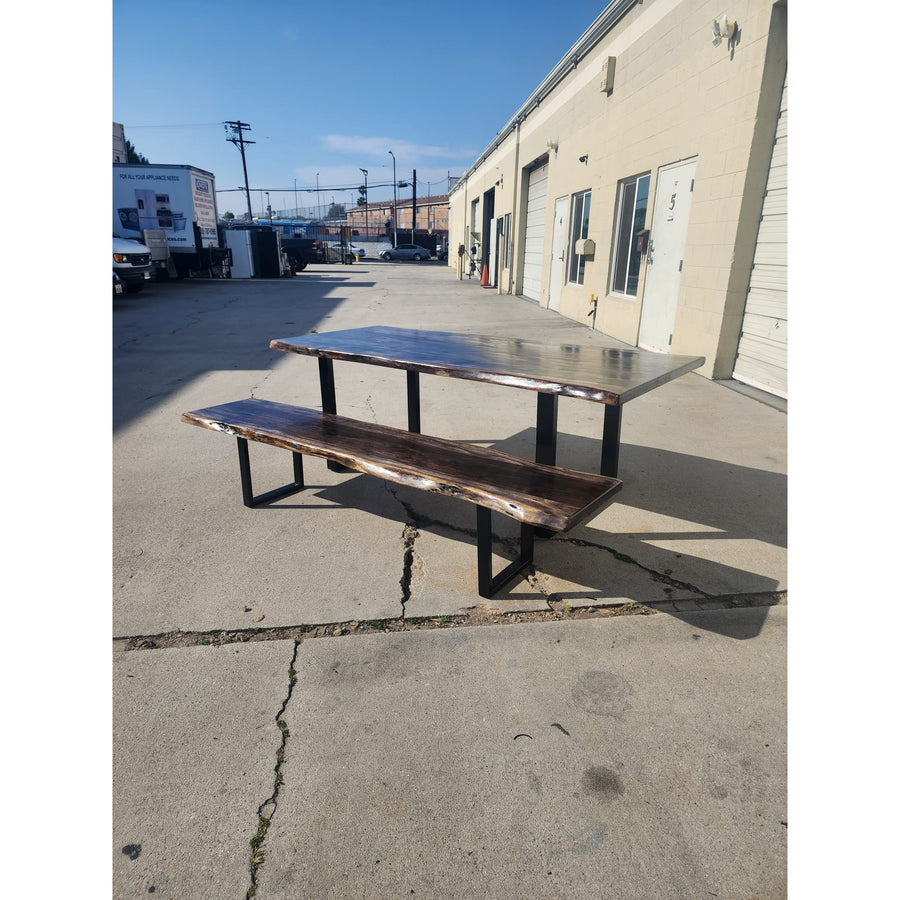 Live edge Acacia wood Table and Bench Set