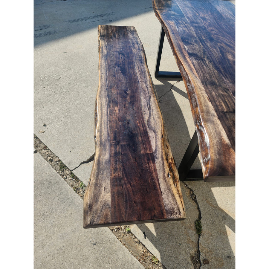 Live edge Acacia wood Table and Bench Set