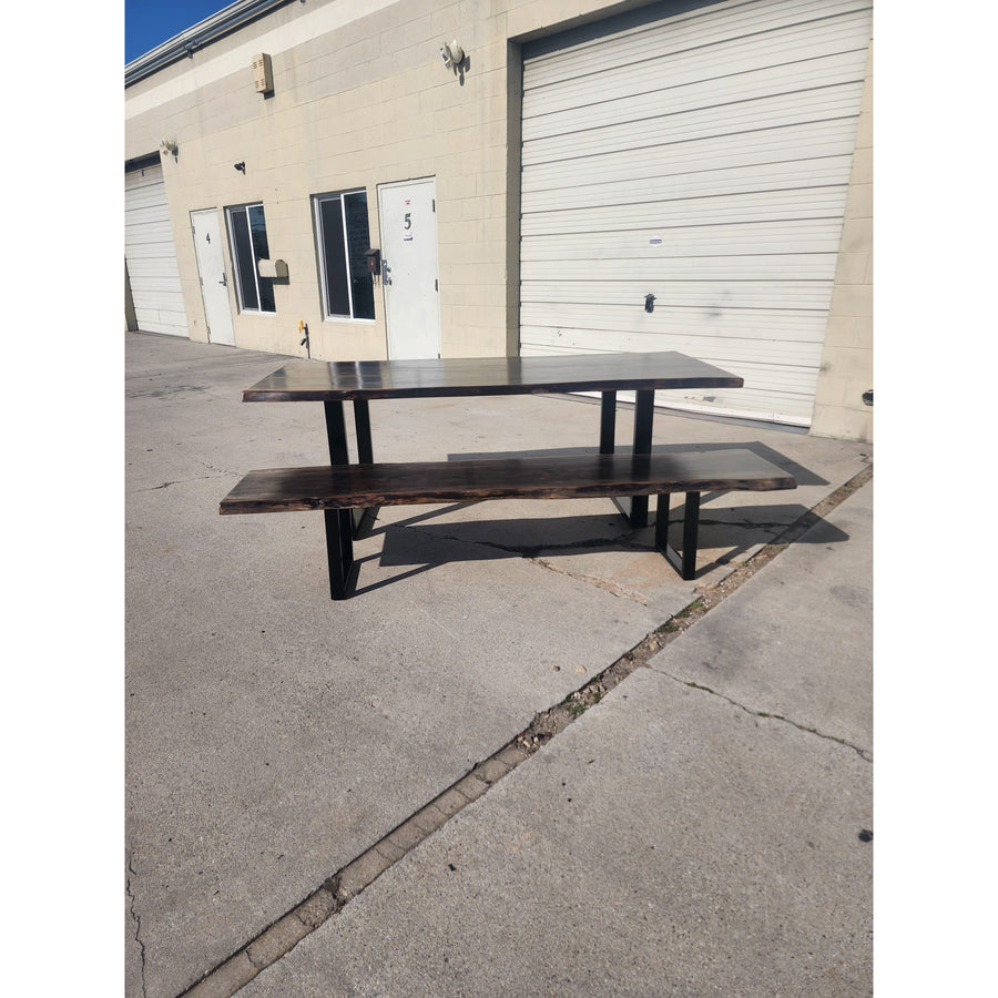 Live edge Acacia wood Table and Bench Set