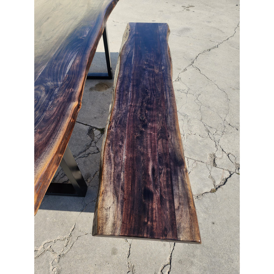Live edge Acacia wood Table and Bench Set