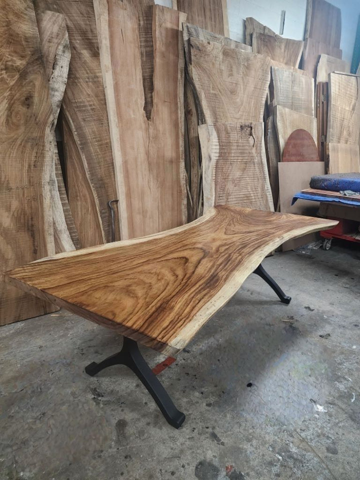 Available now! 99"L Solid Slab Acacia wood table