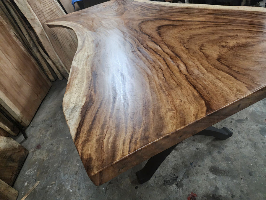 Available now! 99"L Solid Slab Acacia wood table
