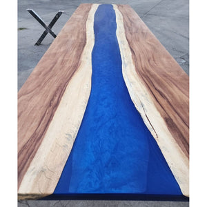 13ft Live edge Blue resin river Table