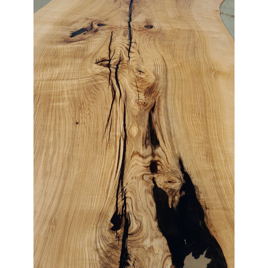 Available now! 96"L Live Edge White Oak, Solid Wood Slab Table