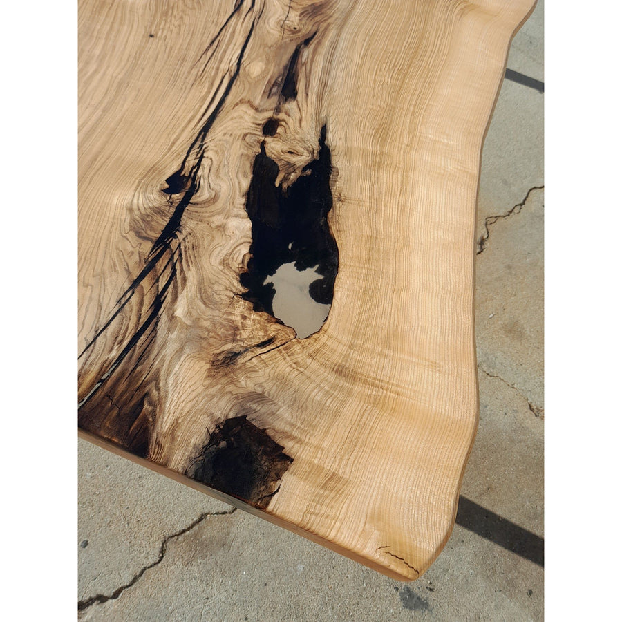 Available now! 96"L Live Edge White Oak, Solid Wood Slab Table