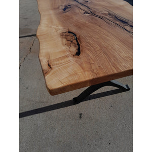 Available now! 96"L Live Edge White Oak, Solid Wood Slab Table