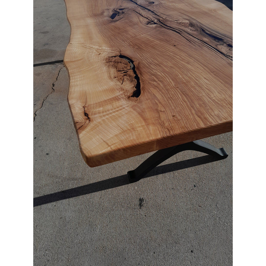 Available now! 96"L Live Edge White Oak, Solid Wood Slab Table