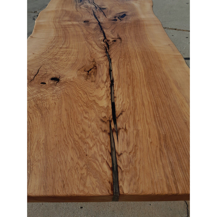 Available now! 96"L Live Edge White Oak, Solid Wood Slab Table