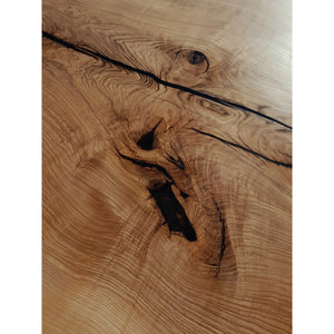 Available now! 96"L Live Edge White Oak, Solid Wood Slab Table
