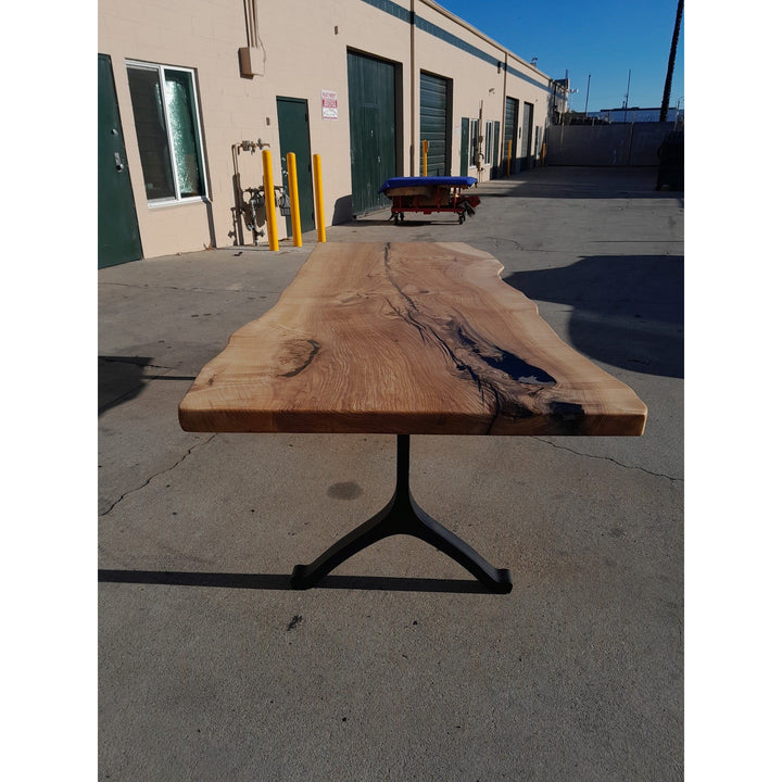 Available now! 96"L Live Edge White Oak, Solid Wood Slab Table