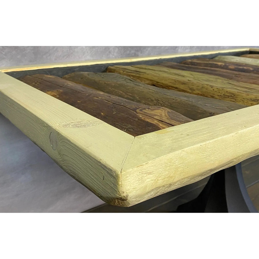47"L Cream Colored, Reclaimed Wood Side/Coffee Table