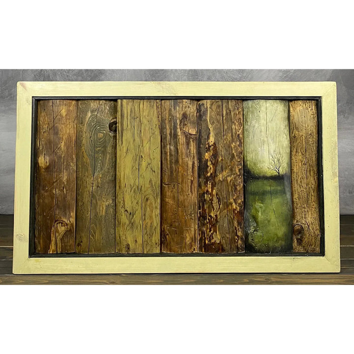 47"L Cream Colored, Reclaimed Wood Side/Coffee Table