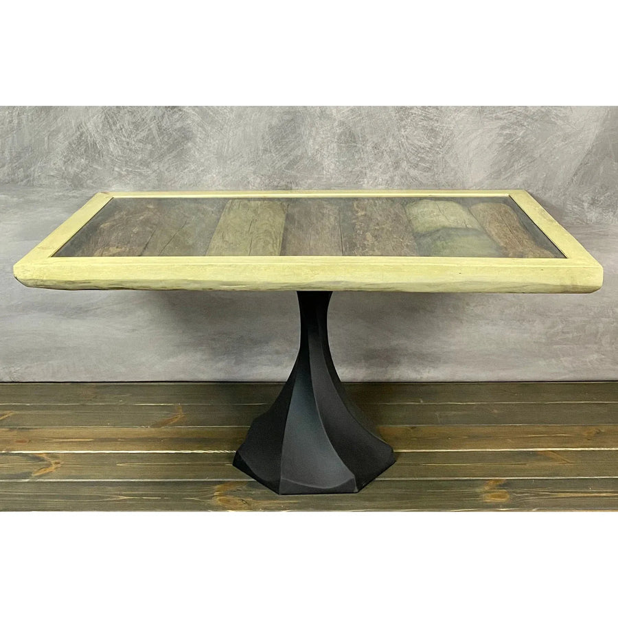 47"L Cream Colored, Reclaimed Wood Side/Coffee Table