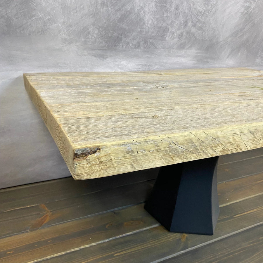 39"L Reclaimed Wood, Custard Rose Side Table