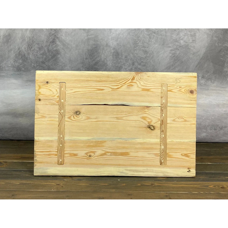 39"L Reclaimed Wood, Custard Rose Side Table