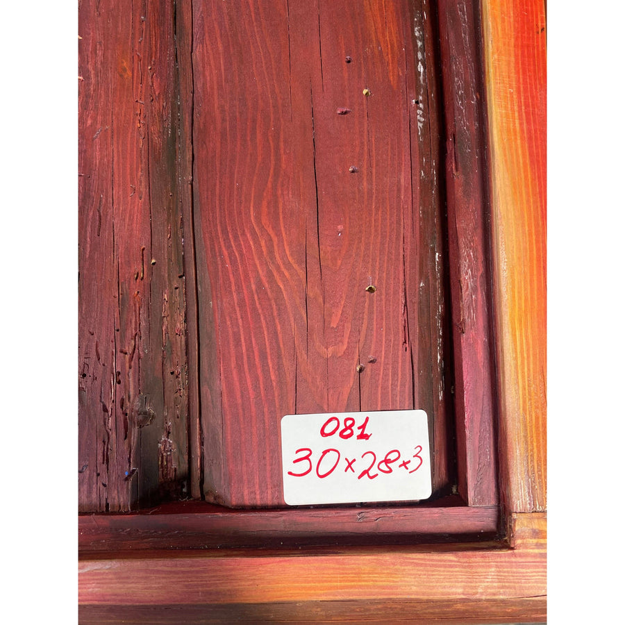30"L Reclaimed Wood, Burgundy Accent Table