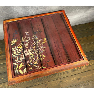 30"L Reclaimed Wood, Burgundy Accent Table