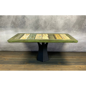 SOLD 46"L Lime Green Reclaimed Wood Coffee Table