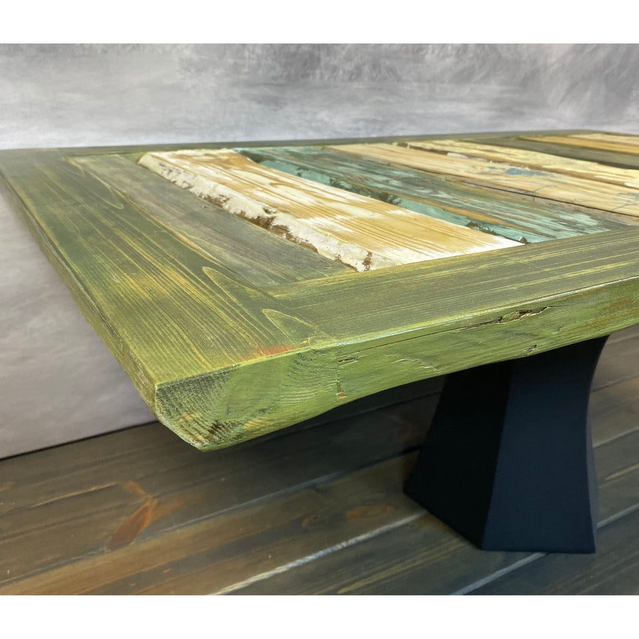 SOLD 46"L Lime Green Reclaimed Wood Coffee Table