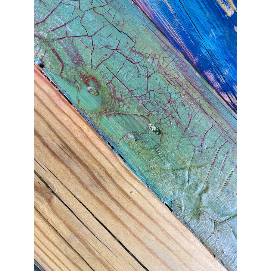 49"L Multicolor Handpainted, Reclaimed Wood Coffee table