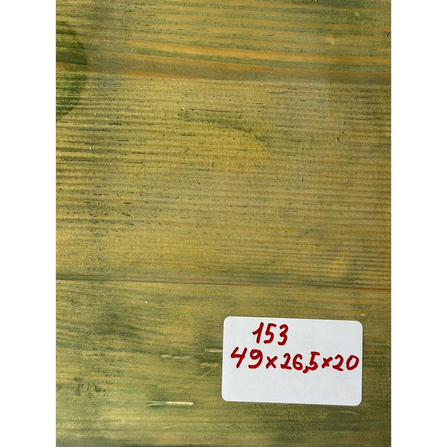 49"L Sliced Log, Light Green Reclaimed Wood Side table