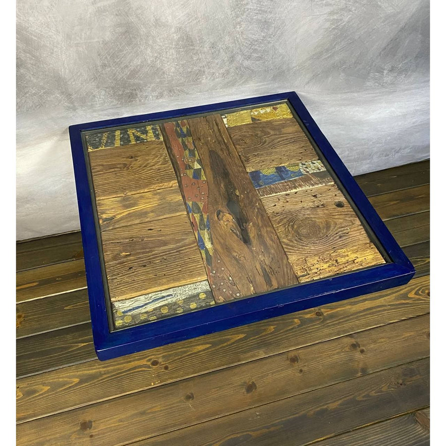 29" Royal Blue Reclaimed Wooden Coffee Table