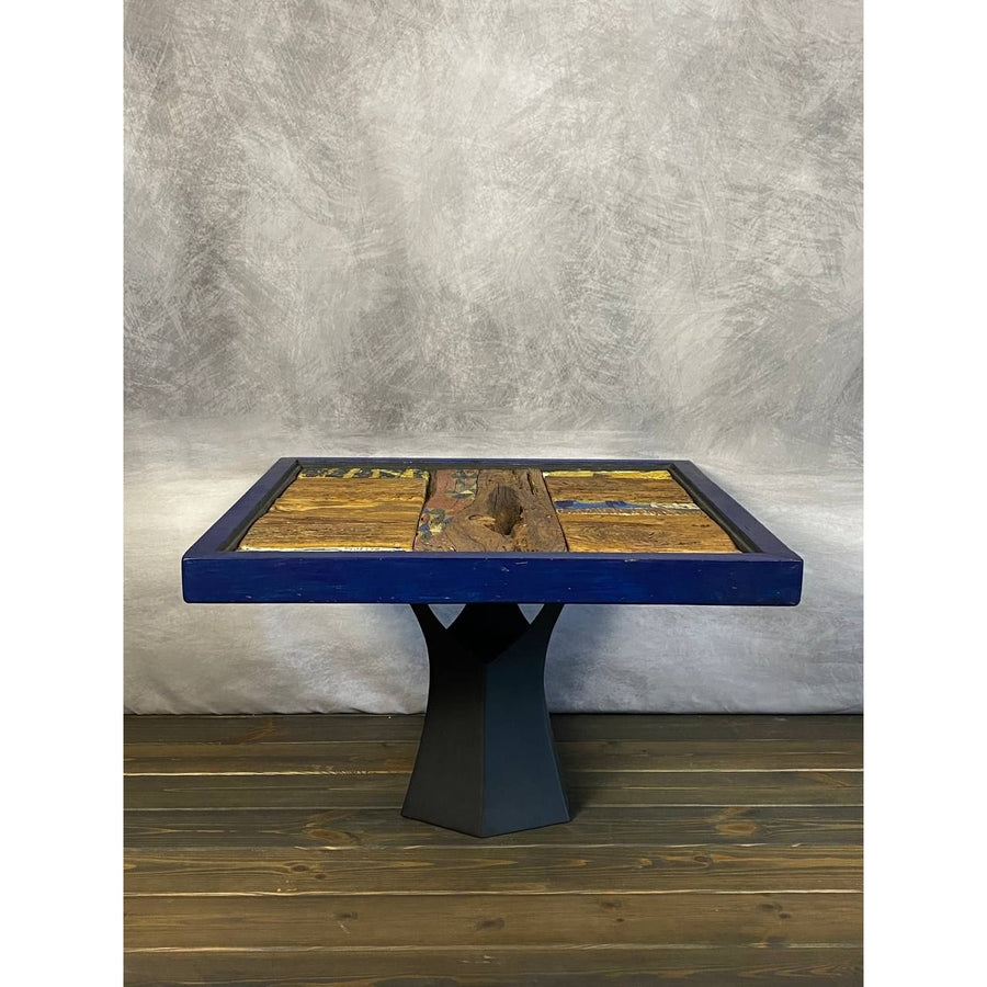 29" Royal Blue Reclaimed Wooden Coffee Table