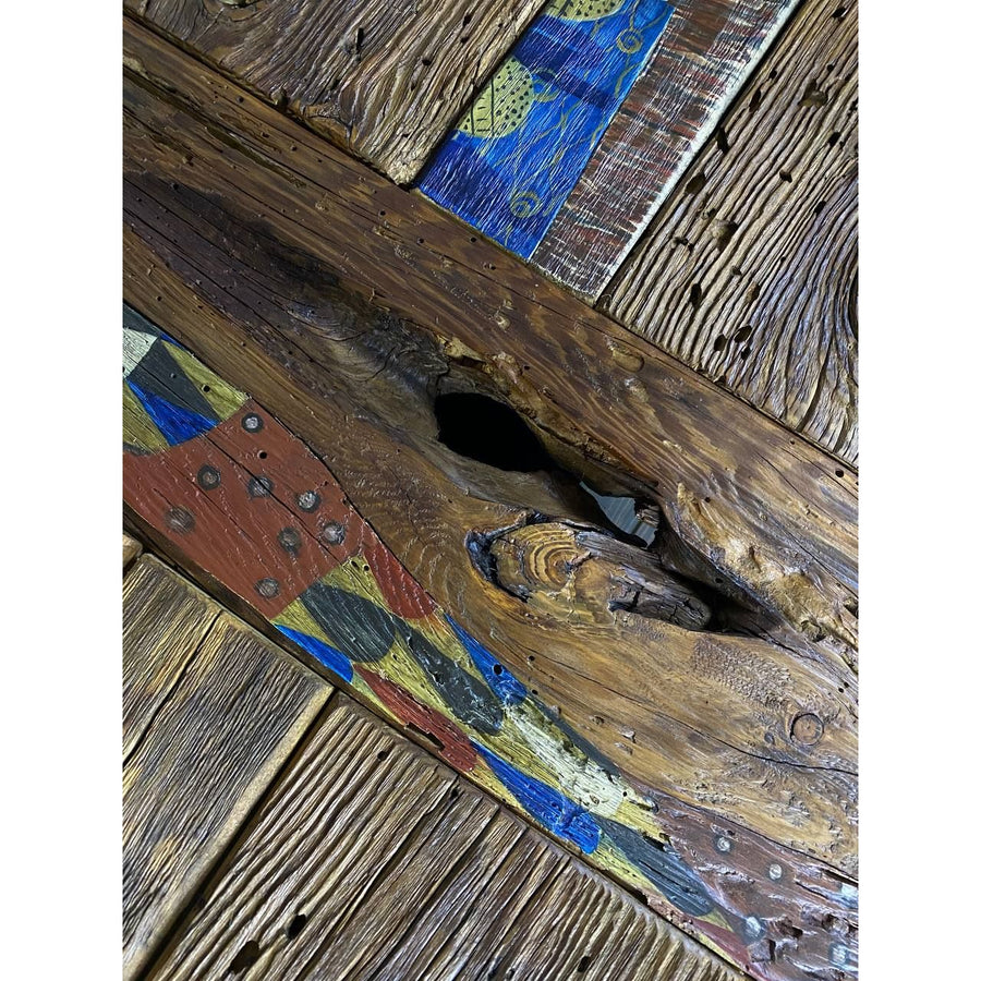 29" Royal Blue Reclaimed Wooden Coffee Table