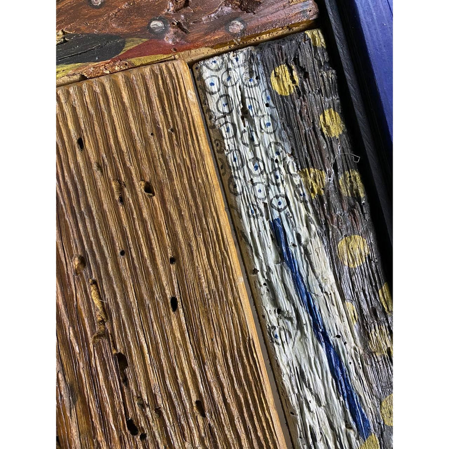 29" Royal Blue Reclaimed Wooden Coffee Table