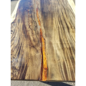 96"L Custom Stained, Solid Slab Acacia Wood Table