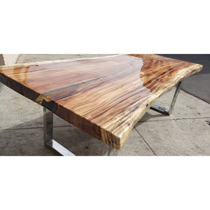 Elegantly Handcrafted, 98"L Solid Slab Acacia wood table