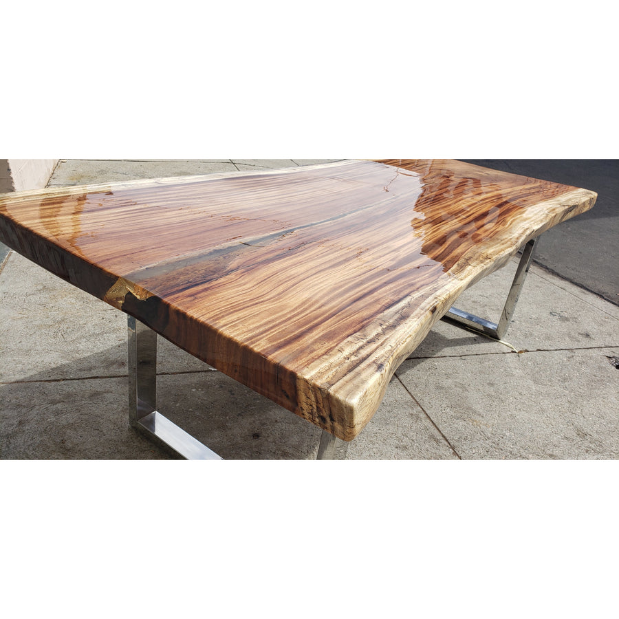 Elegantly Handcrafted, 98"L Solid Slab Acacia wood table