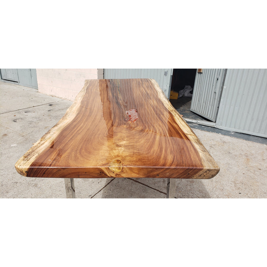 Elegantly Handcrafted, 98"L Solid Slab Acacia wood table