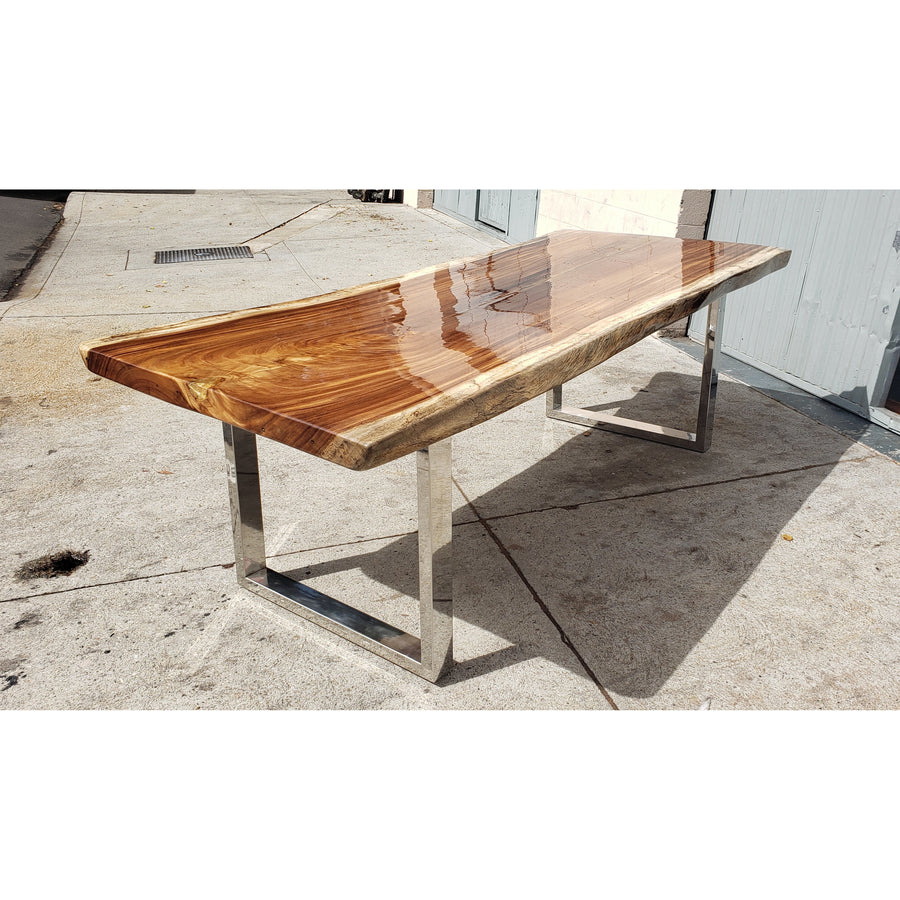 Elegantly Handcrafted, 98"L Solid Slab Acacia wood table